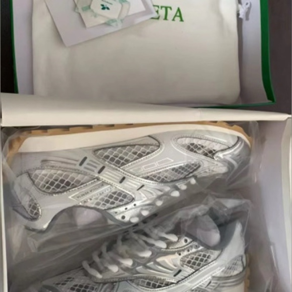 Bottega Veneta Metallic Silver Sneakers